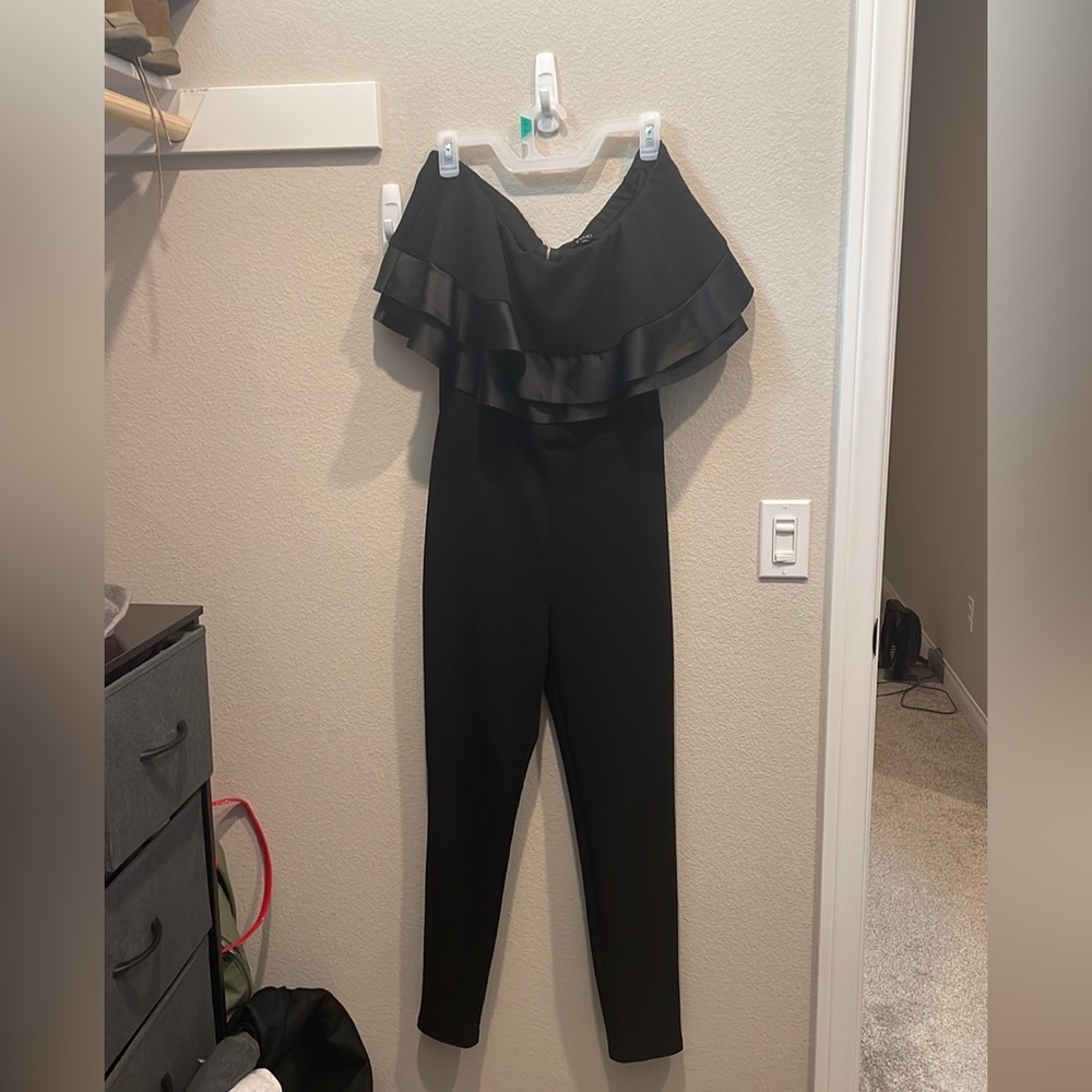 Off the shoulder ruffle jumpsuit